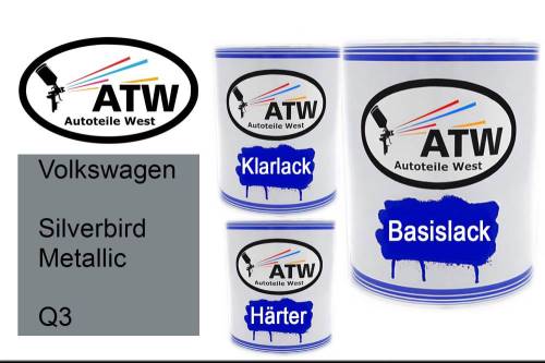 Volkswagen, Silverbird Metallic, Q3: 1L Lackdose + 1L Klarlack + 500ml Härter - Set, von ATW Autoteile West.